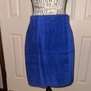 Elegant Vintage Blue Suede Women's Skirt